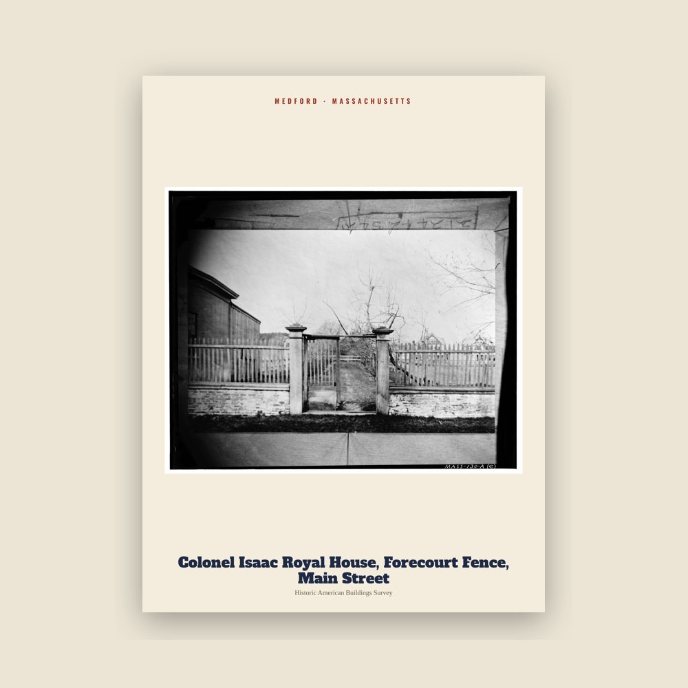 Medford Colonel Isaac Royal House, Forecourt Fence, Main Street Archive Print