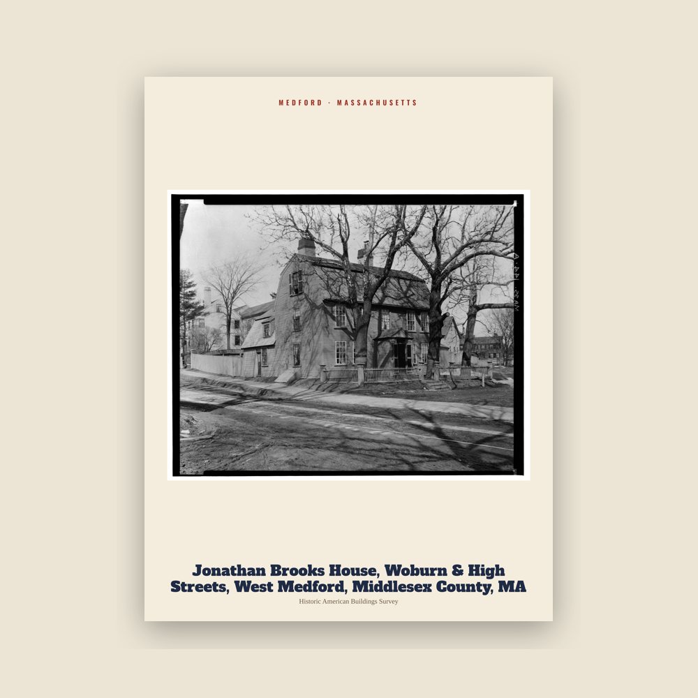Medford Jonathan Brooks House, Woburn & High Streets, West Medford, Middlesex County, MA Archive Print