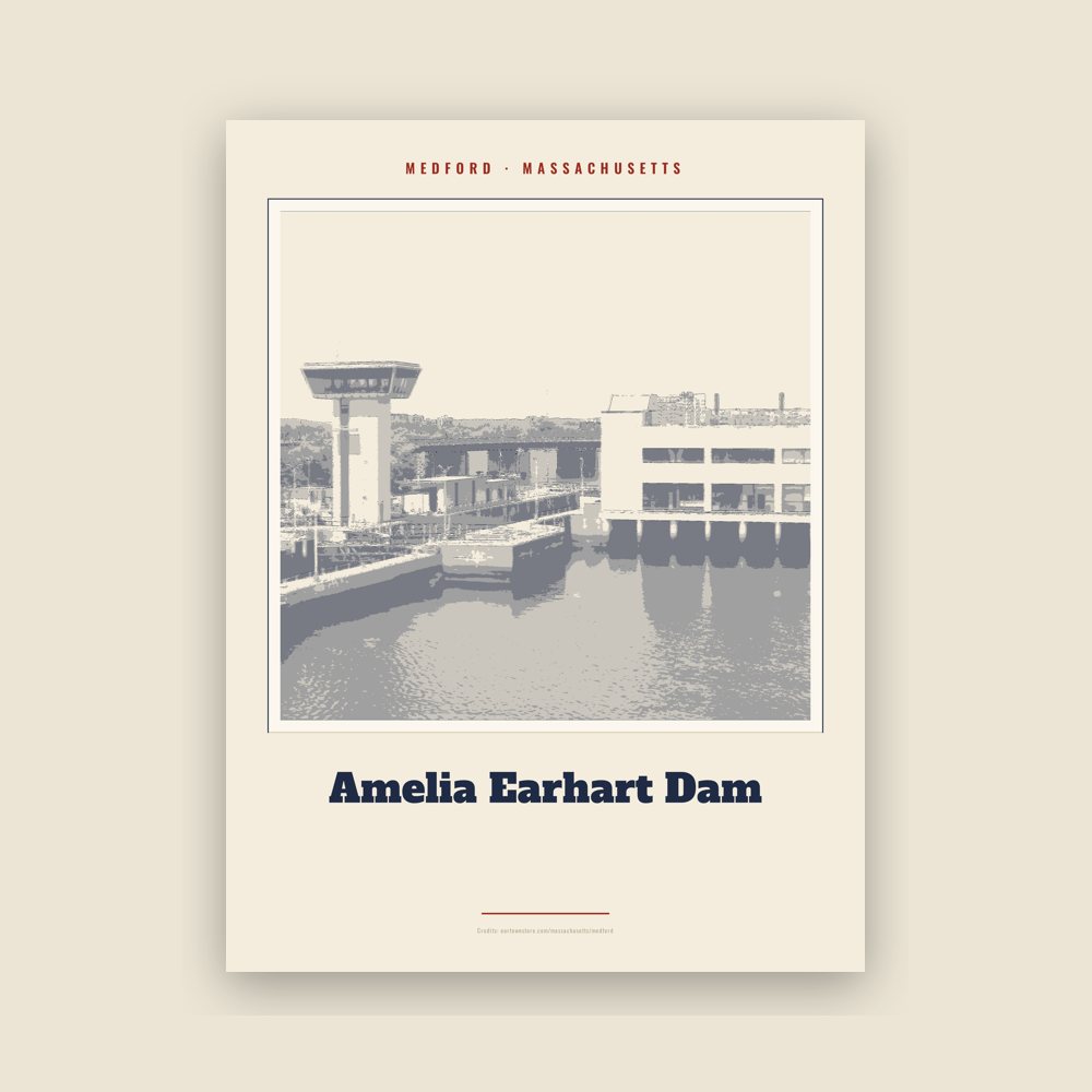 Medford Amelia Earhart Dam Landmark Print