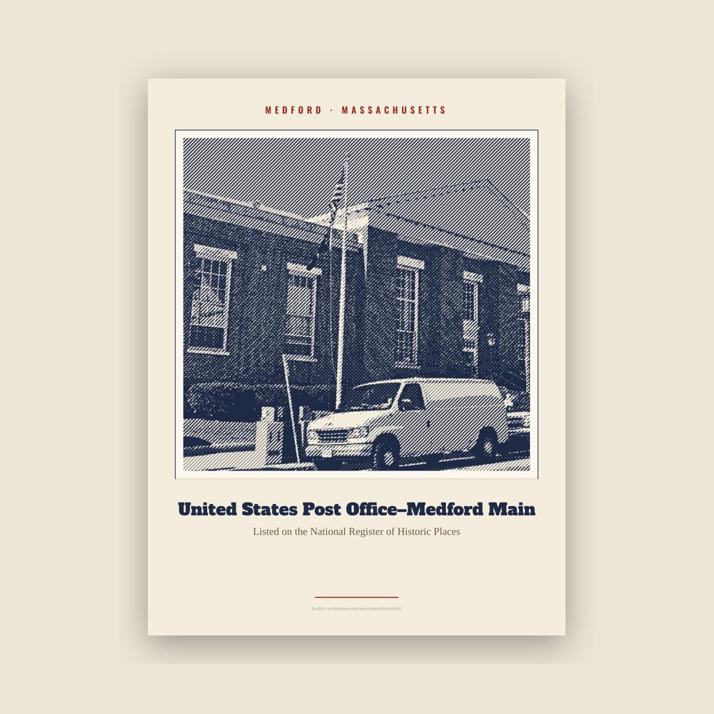Medford United States Post Office–Medford Main Landmark Print