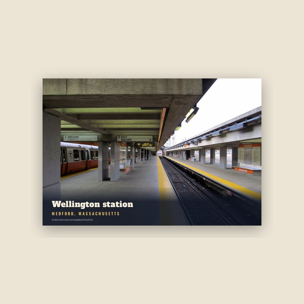 Medford Wellington station Postcard