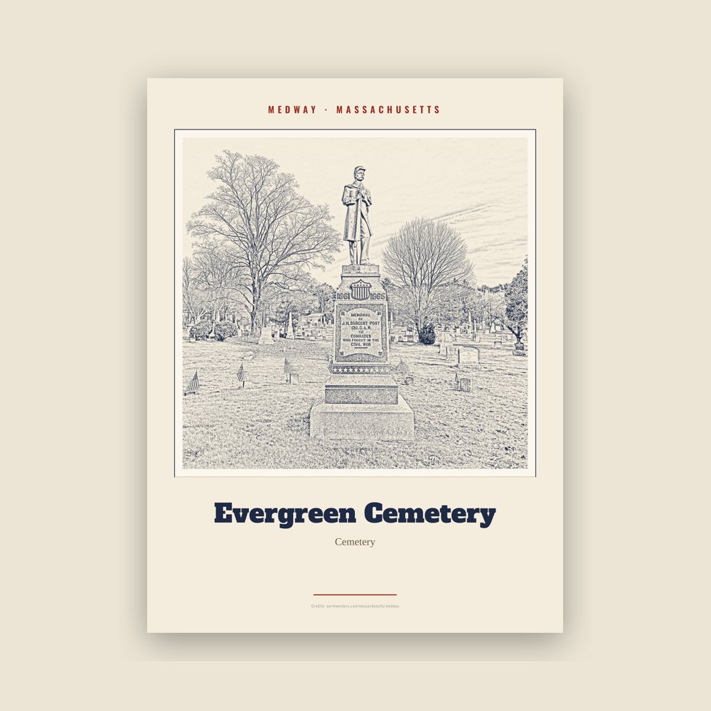 Medway Evergreen Cemetery Landmark Print