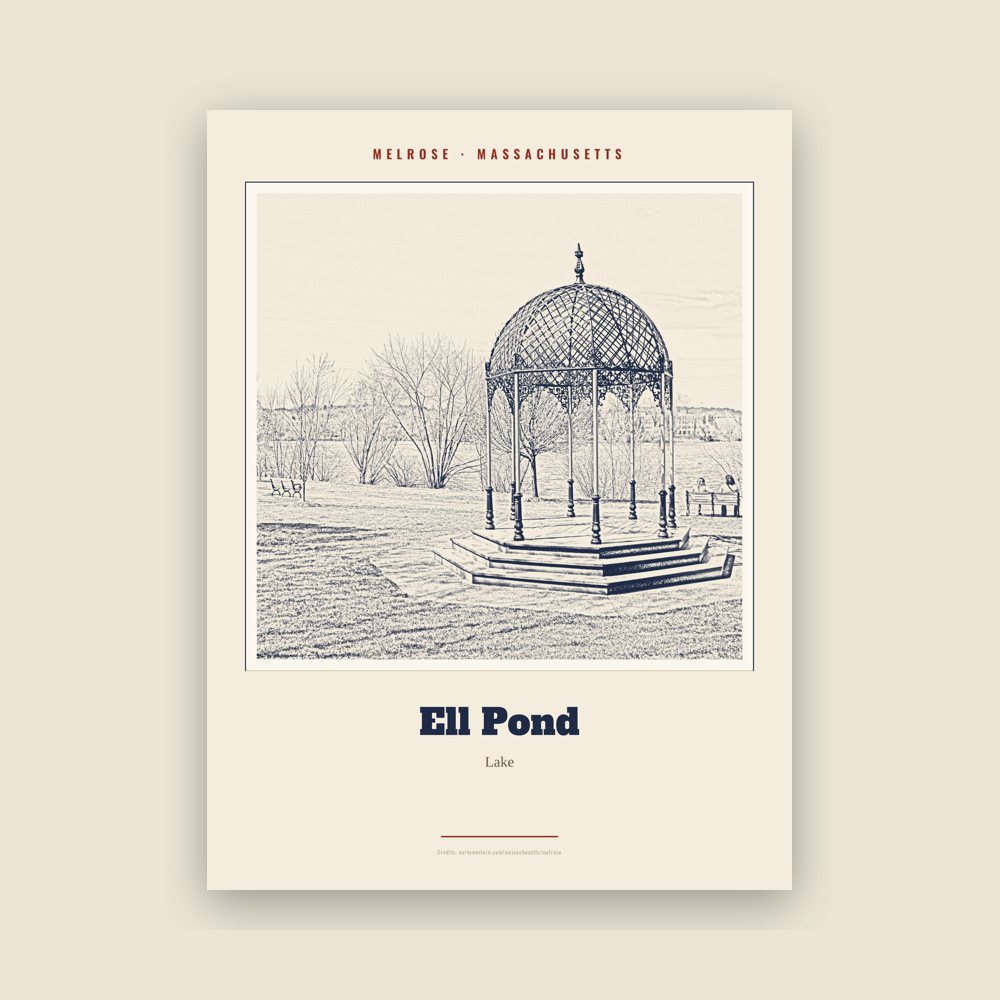 Melrose Ell Pond Landmark Print