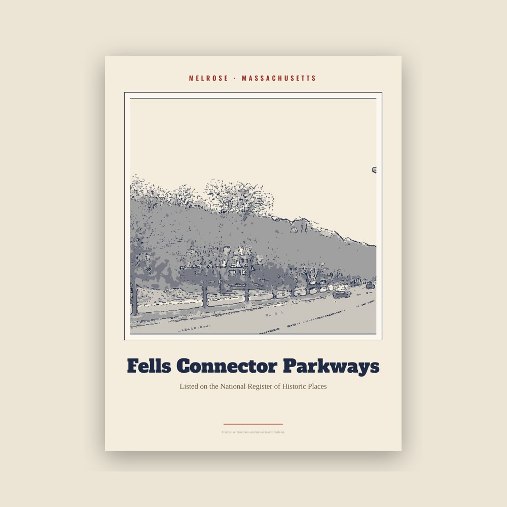 Melrose Fells Connector Parkways Landmark Print