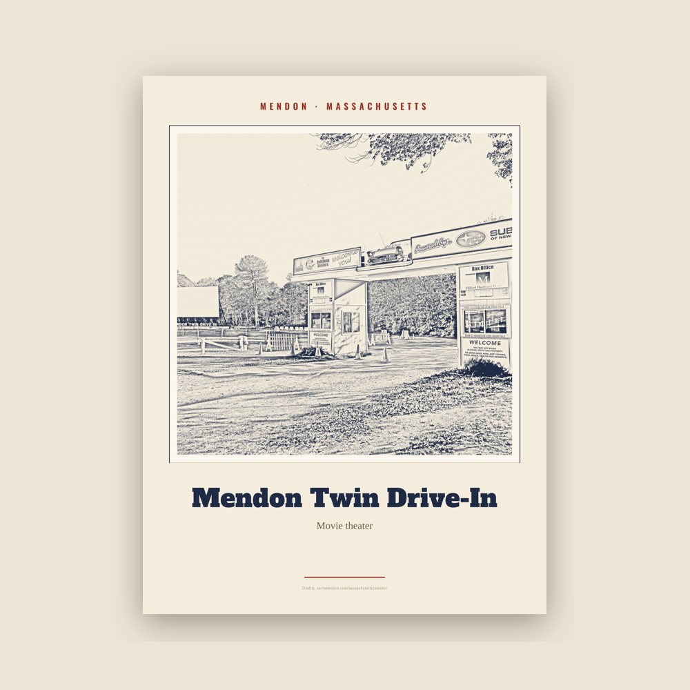 Mendon Mendon Twin Drive-In Landmark Print
