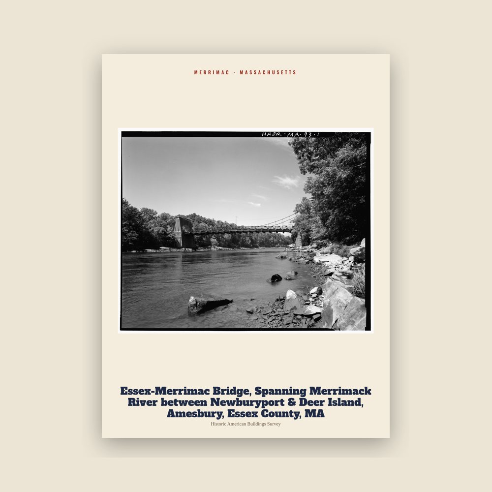 Merrimac Essex-Merrimac Bridge, Spanning Merrimack River between Newburyport & Deer Island, Amesbury, Essex County, MA Archive Print
