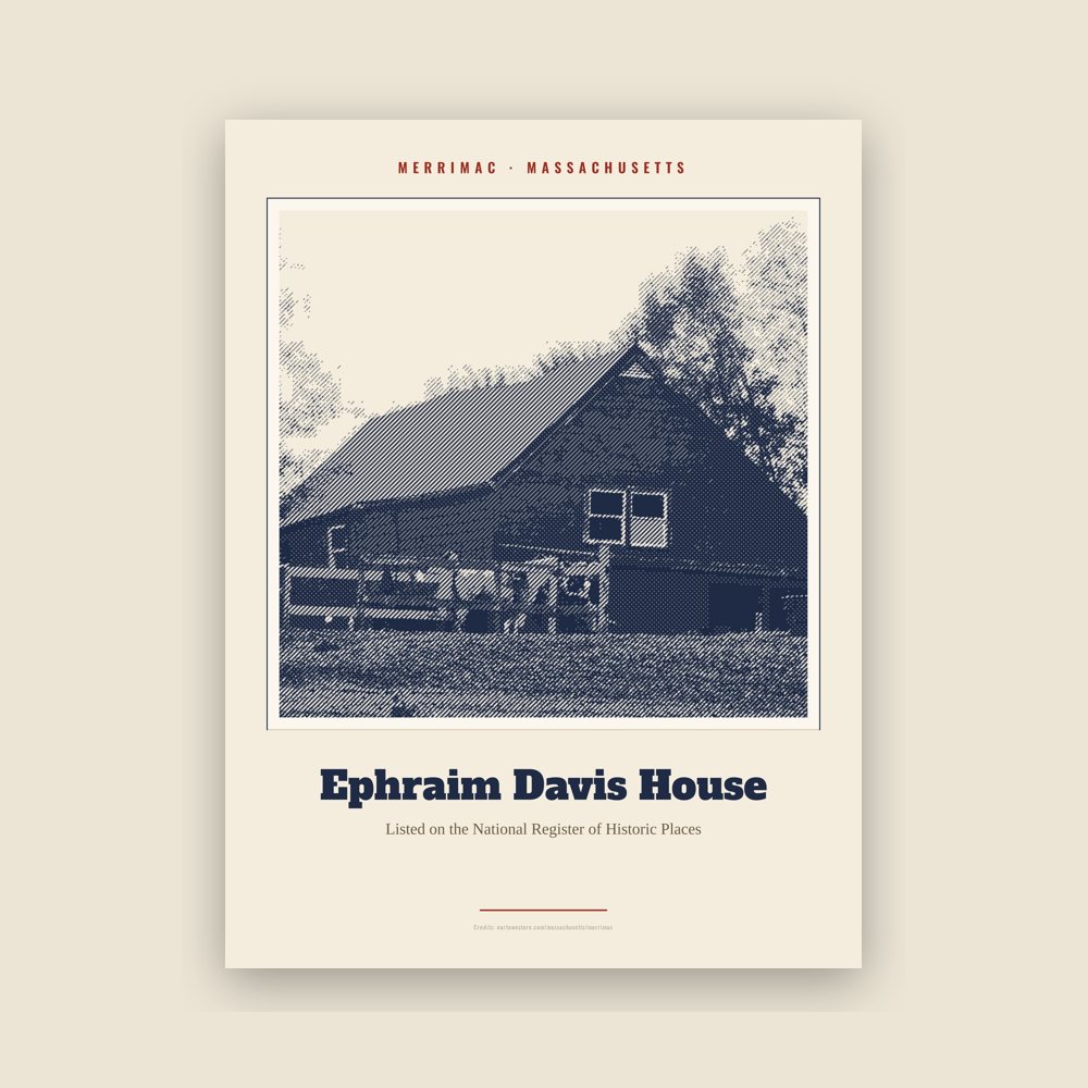 Merrimac Ephraim Davis House Landmark Print