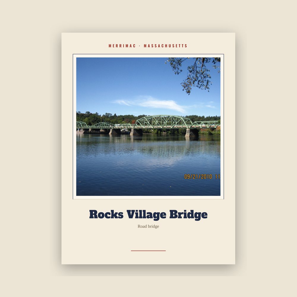 Merrimac Rocks Village Bridge Landmark Print