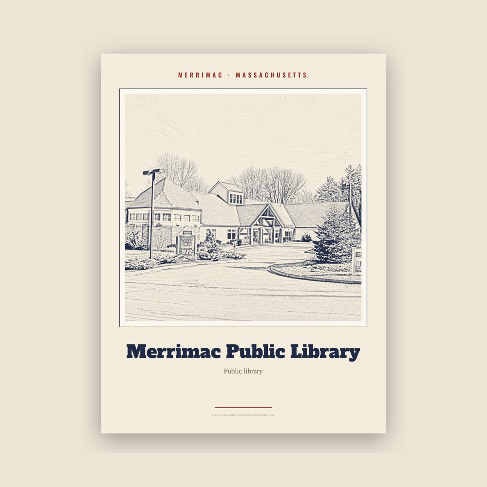 Merrimac Merrimac Public Library Landmark Print