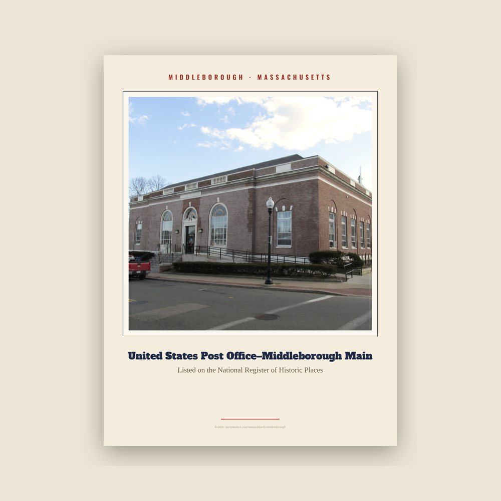 Middleborough United States Post Office–Middleborough Main Landmark Print