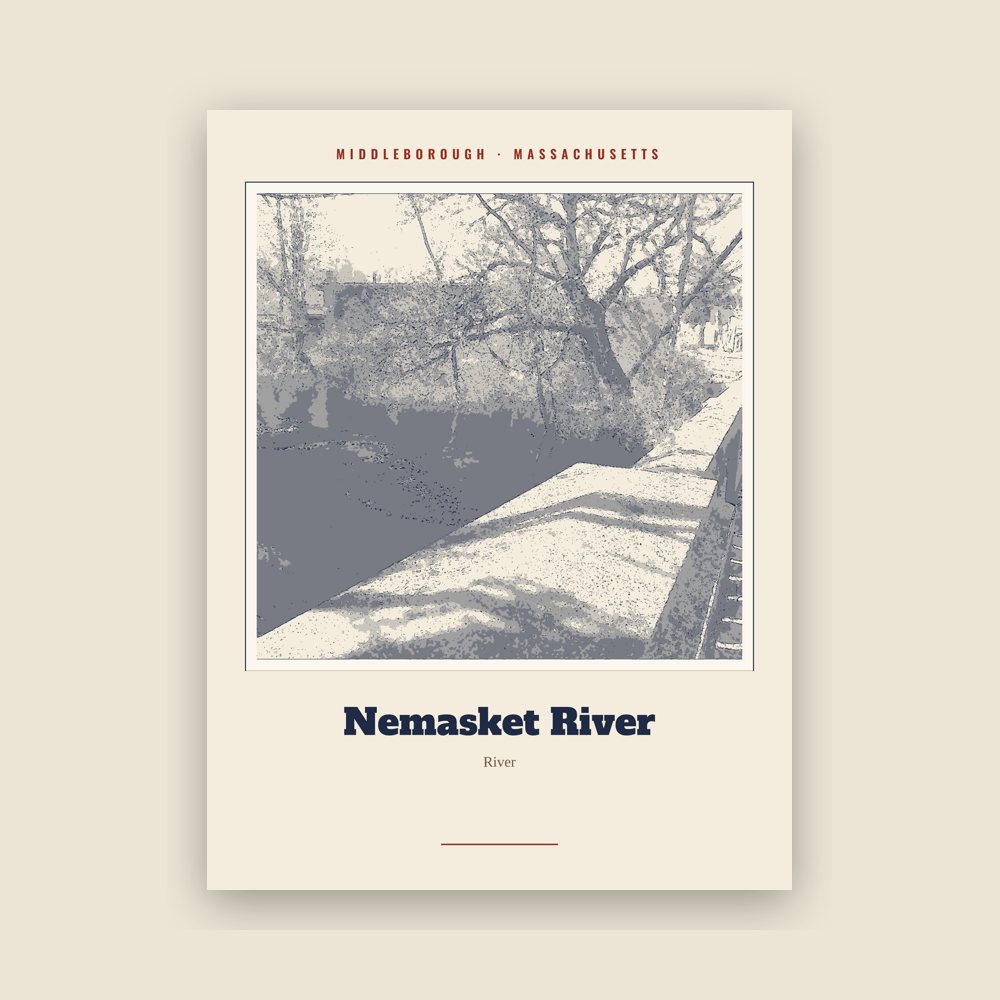 Middleborough Nemasket River Landmark Print