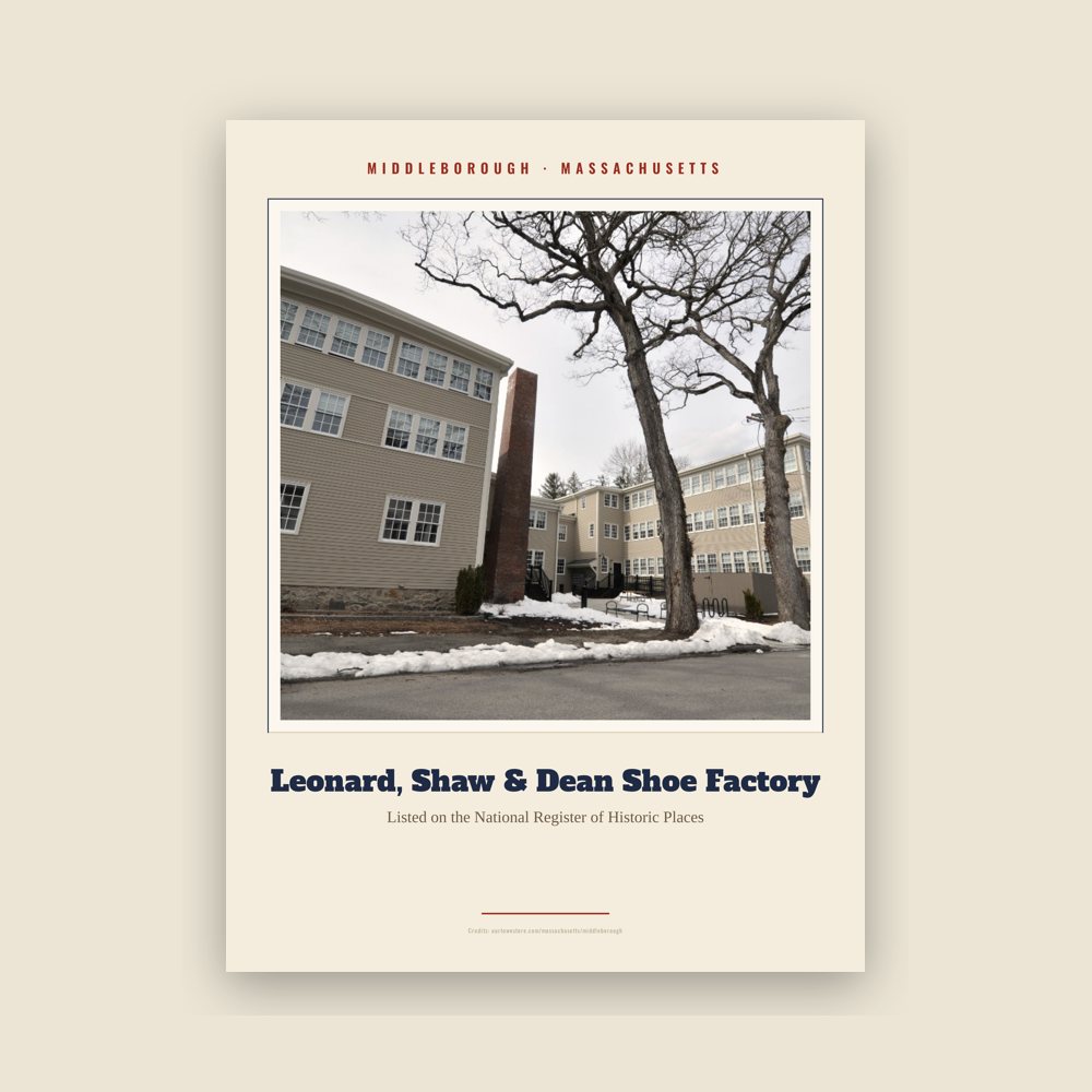 Middleborough Leonard, Shaw & Dean Shoe Factory Landmark Print