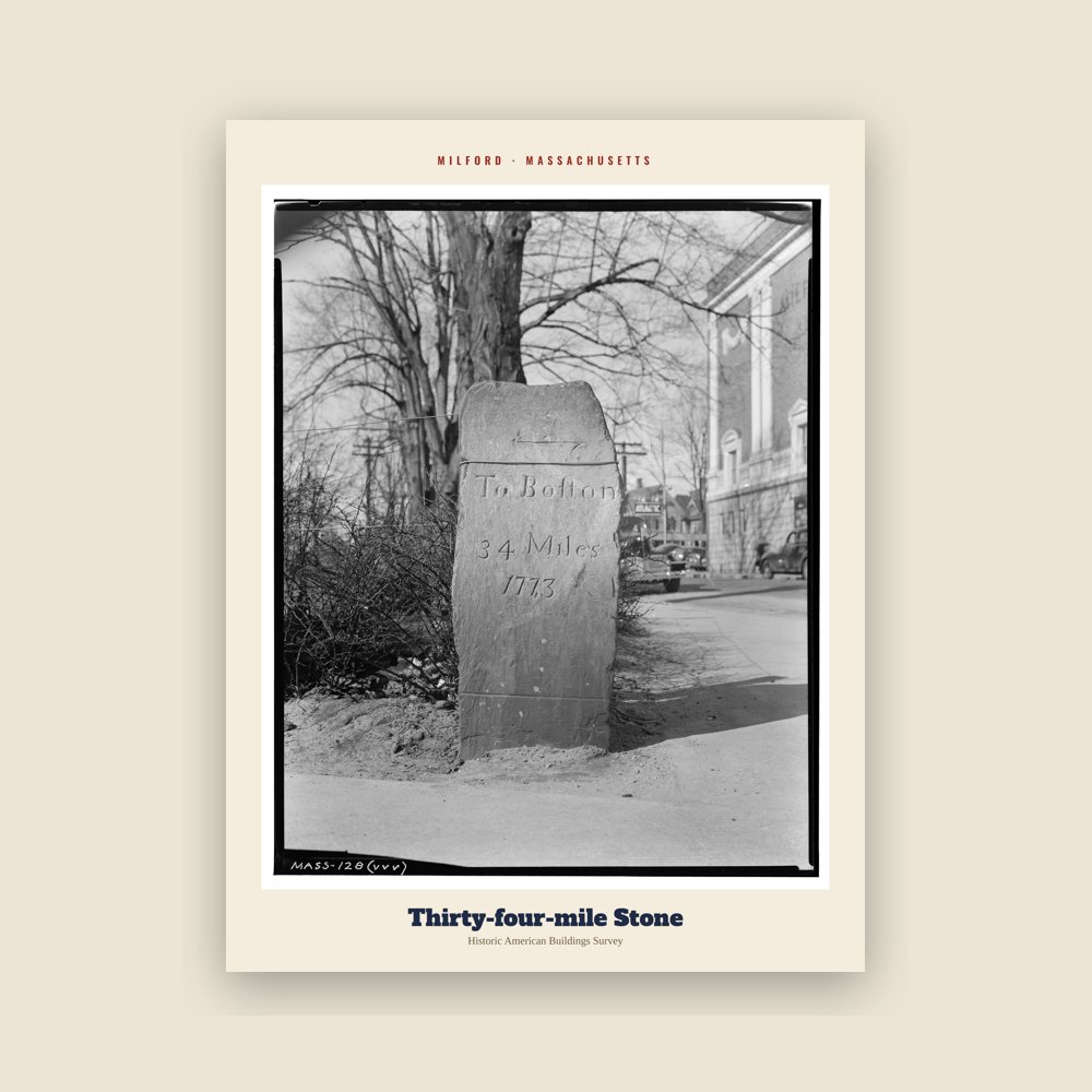 Milford Thirty-four-mile Stone Archive Print