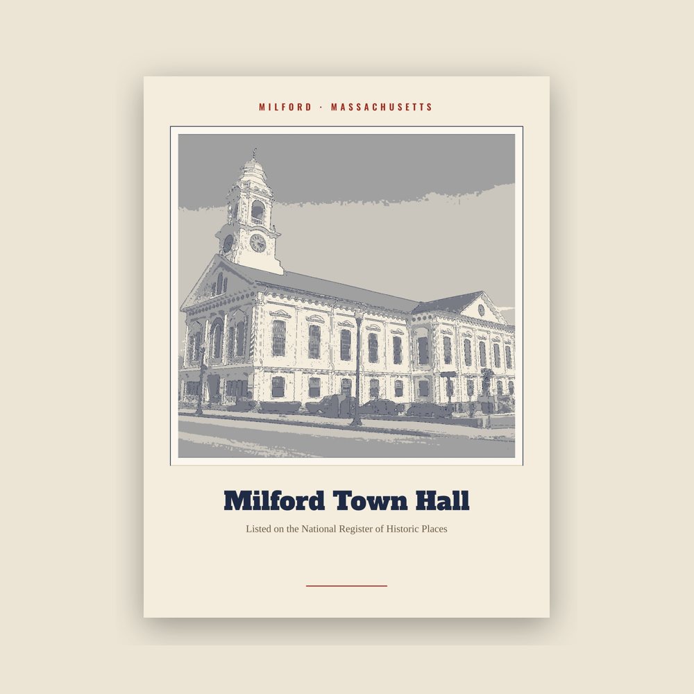 Milford Milford Town Hall Landmark Print