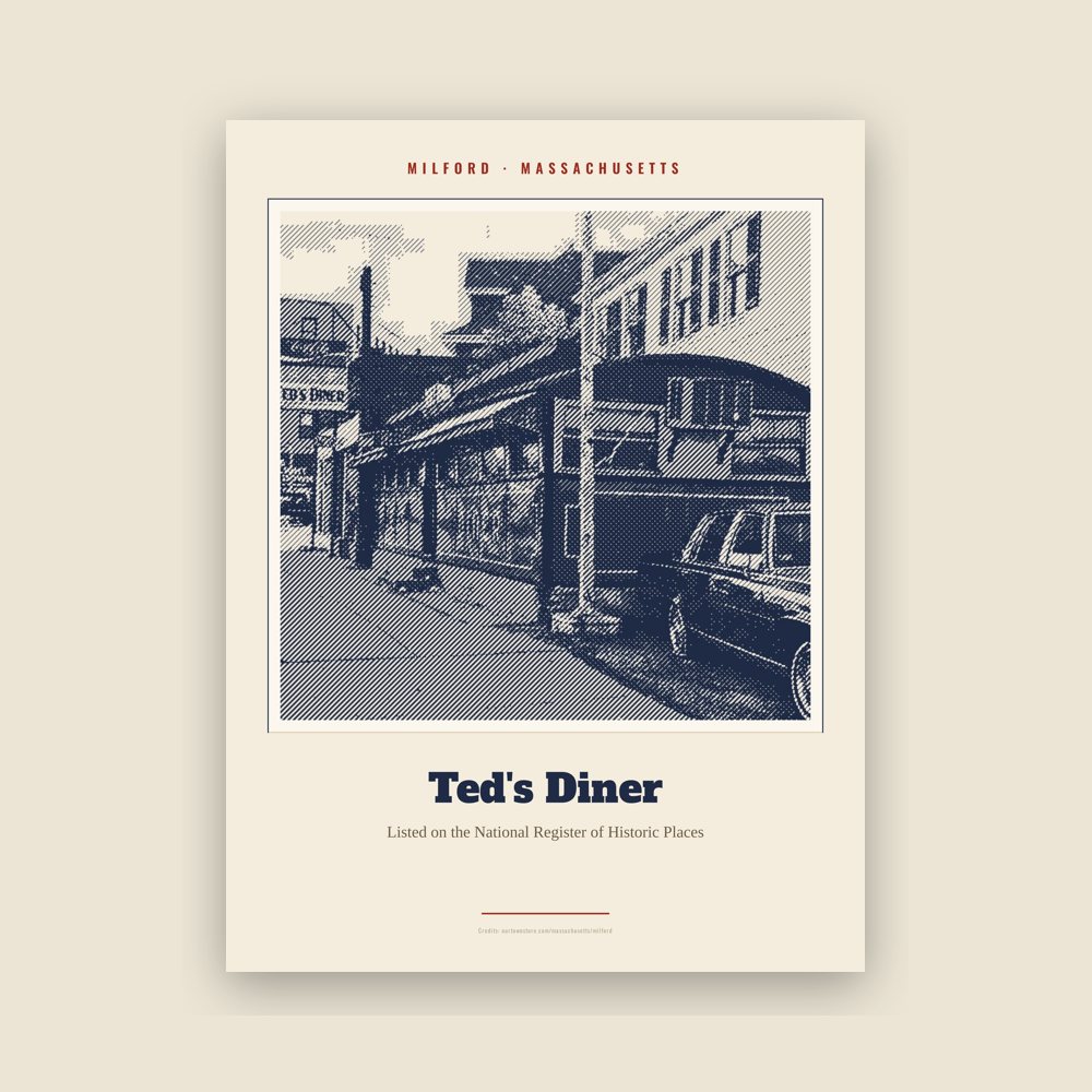 Milford Ted's Diner Landmark Print