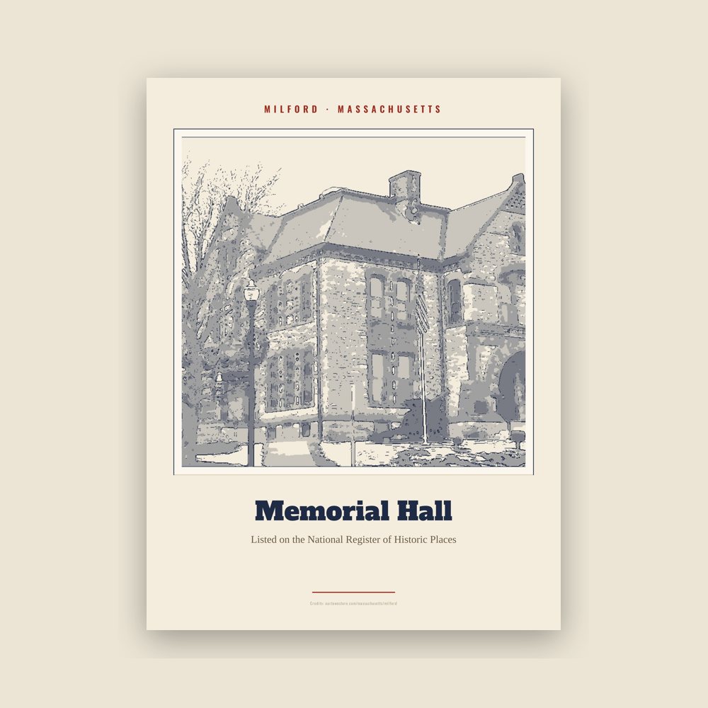 Milford Memorial Hall Landmark Print