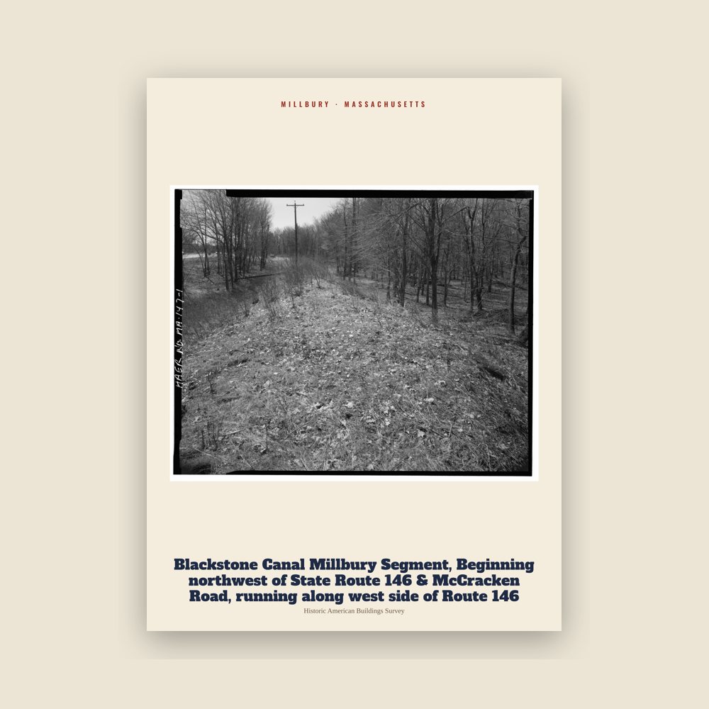 Millbury Blackstone Canal Millbury Segment, Beginning northwest of State Route 146 & McCracken Road, running along west side of Route 146 Archive Print