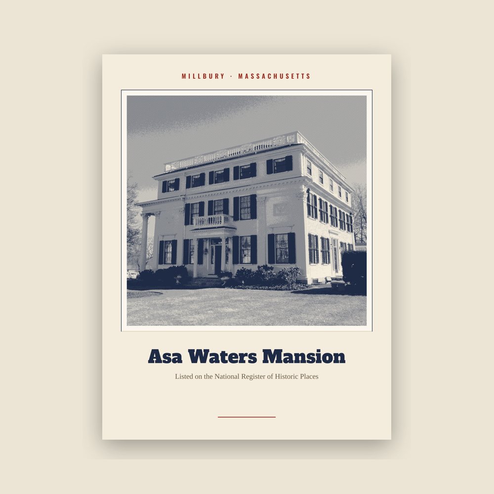 Millbury Asa Waters Mansion Landmark Print