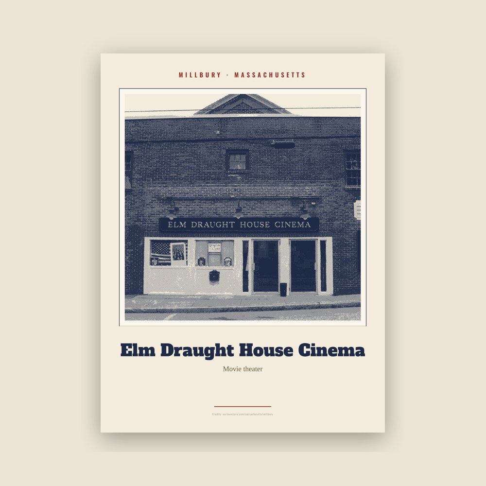 Millbury Elm Draught House Cinema Landmark Print