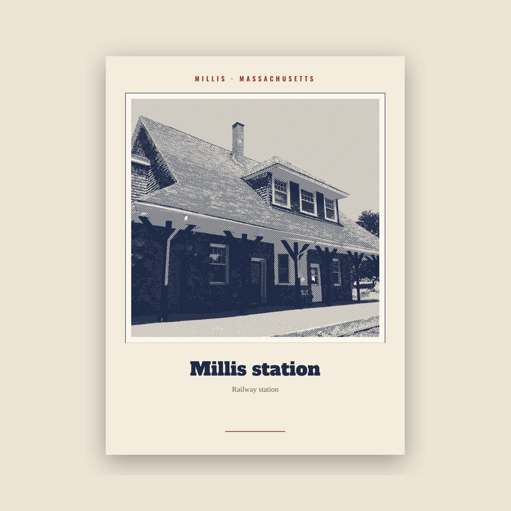 Millis Millis station Landmark Print