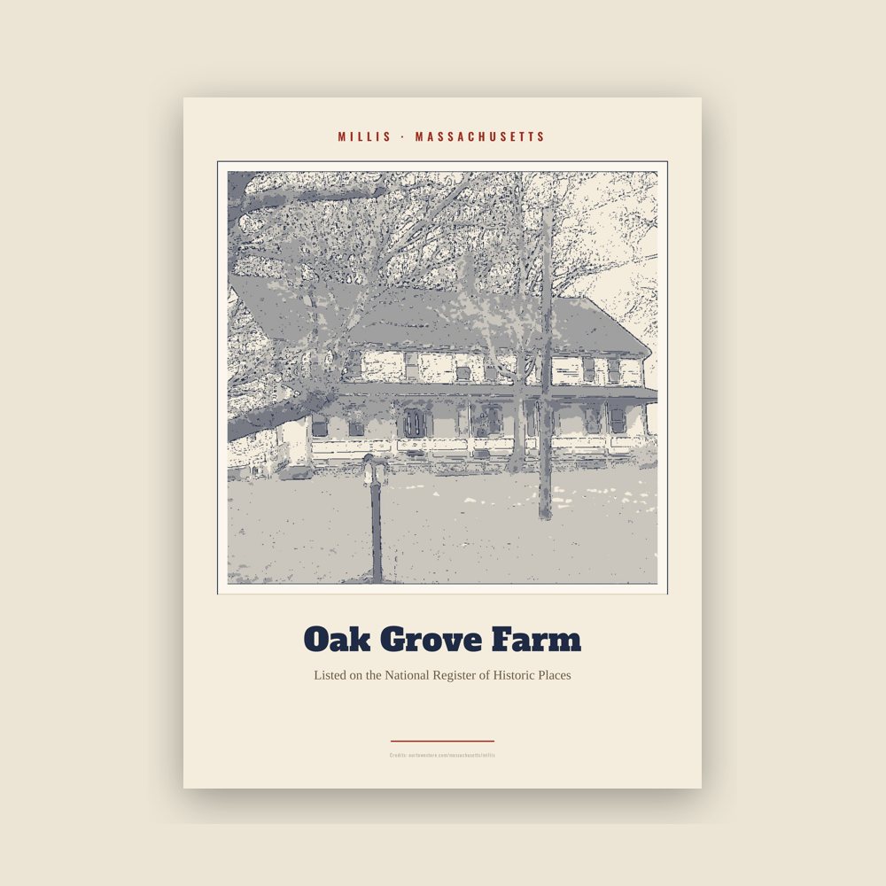 Millis Oak Grove Farm Landmark Print