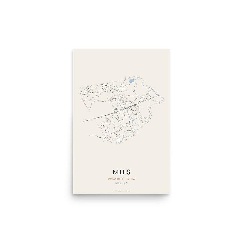 Millis Street Map Poster · Linen