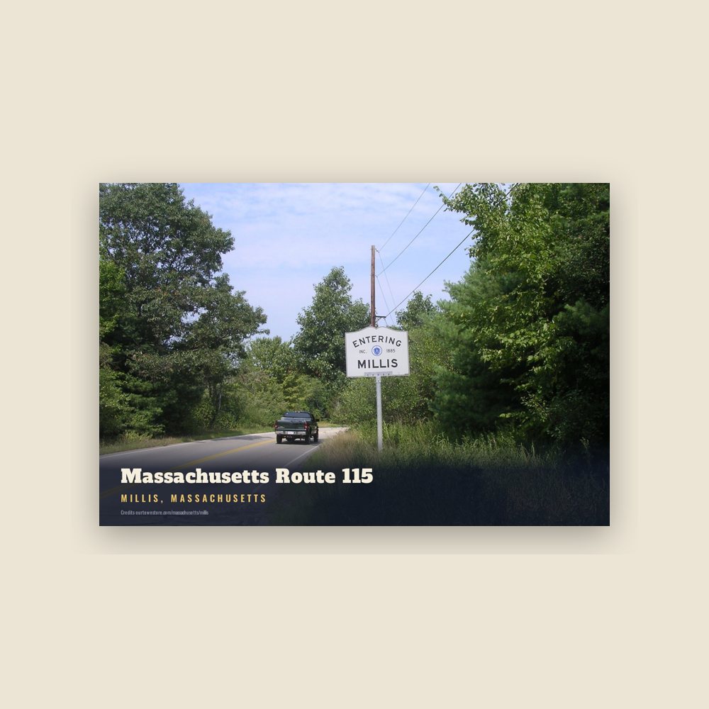 Millis Massachusetts Route 115 Postcard