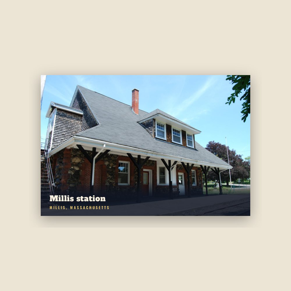 Millis Millis station Postcard