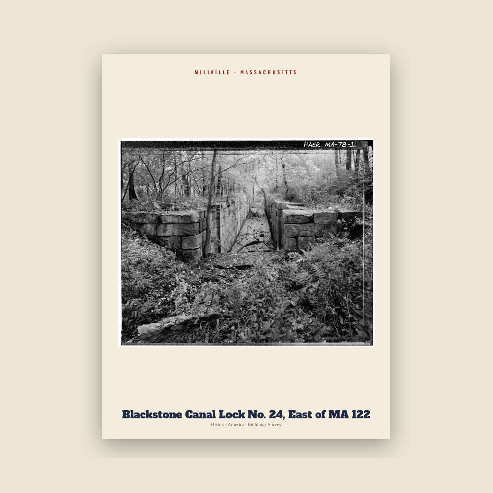 Millville Blackstone Canal Lock No. 24, East of MA 122 Archive Print
