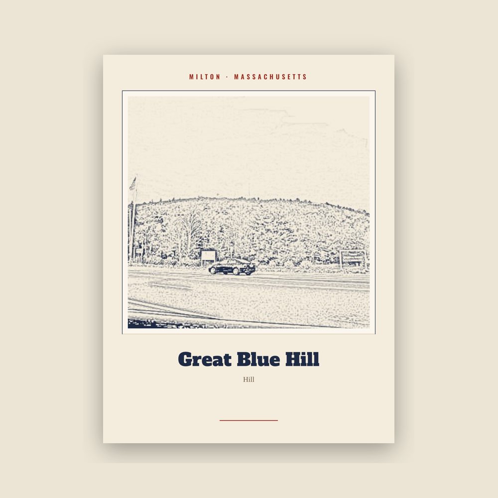 Milton Great Blue Hill Landmark Print