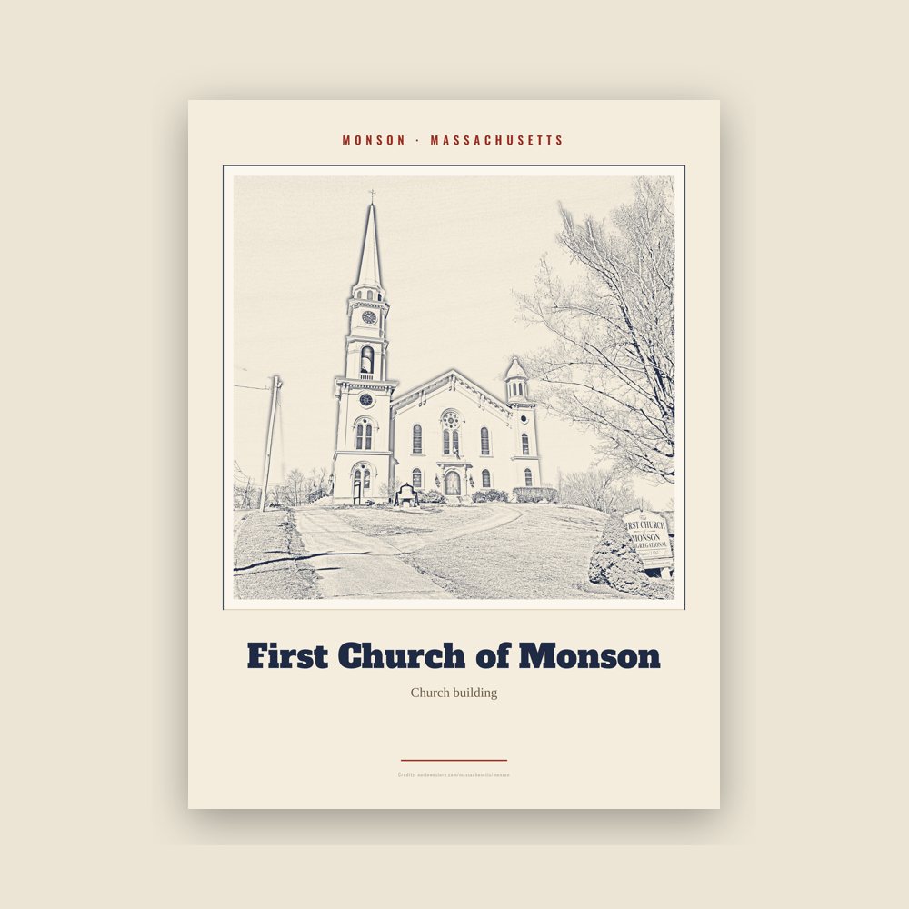 Monson First Church of Monson Landmark Print