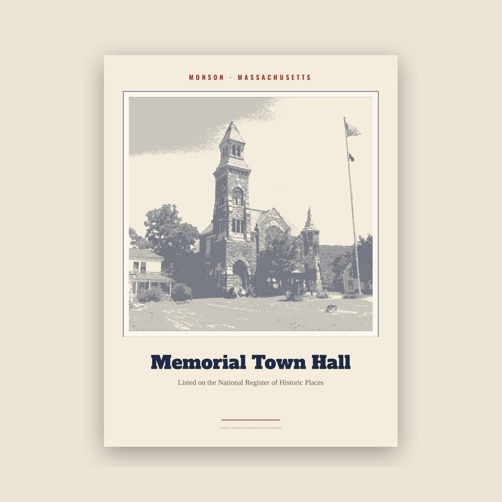 Monson Memorial Town Hall Landmark Print