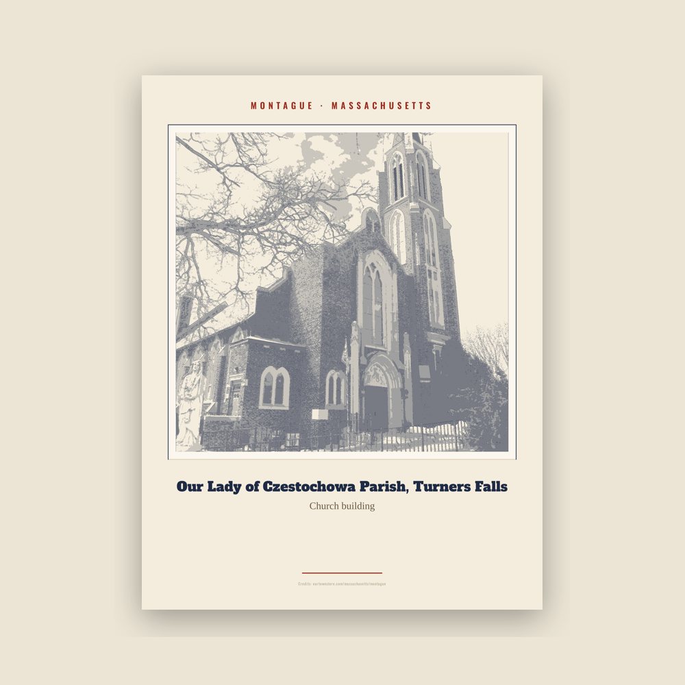 Montague Our Lady of Czestochowa Parish, Turners Falls Landmark Print