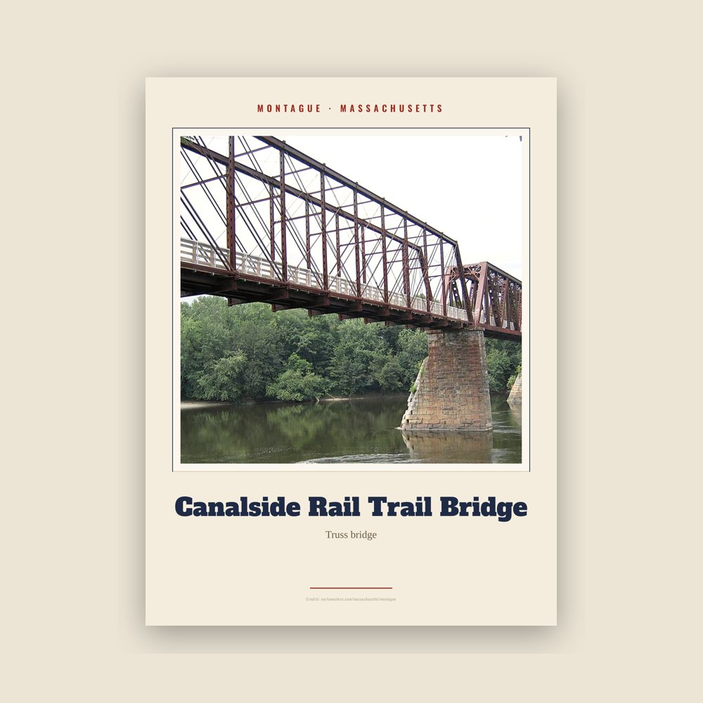 Montague Canalside Rail Trail Bridge Landmark Print