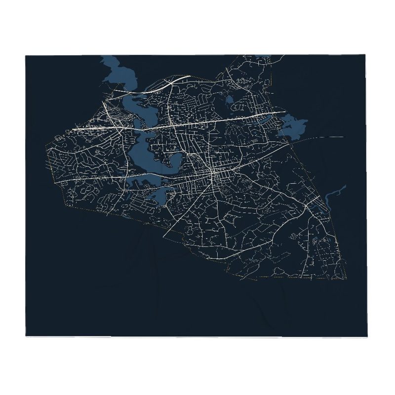Natick Street Map Throw Blanket