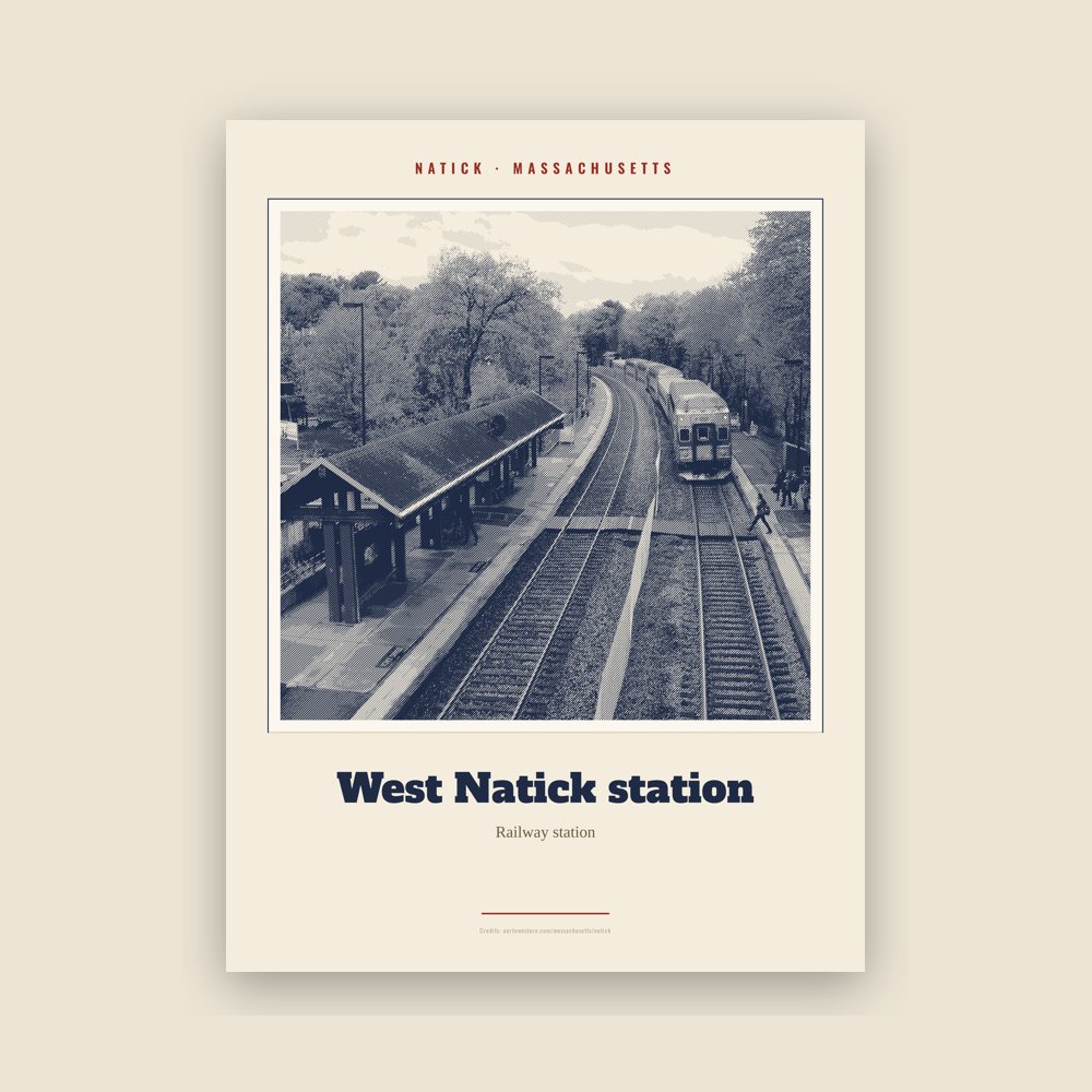 Natick West Natick station Landmark Print