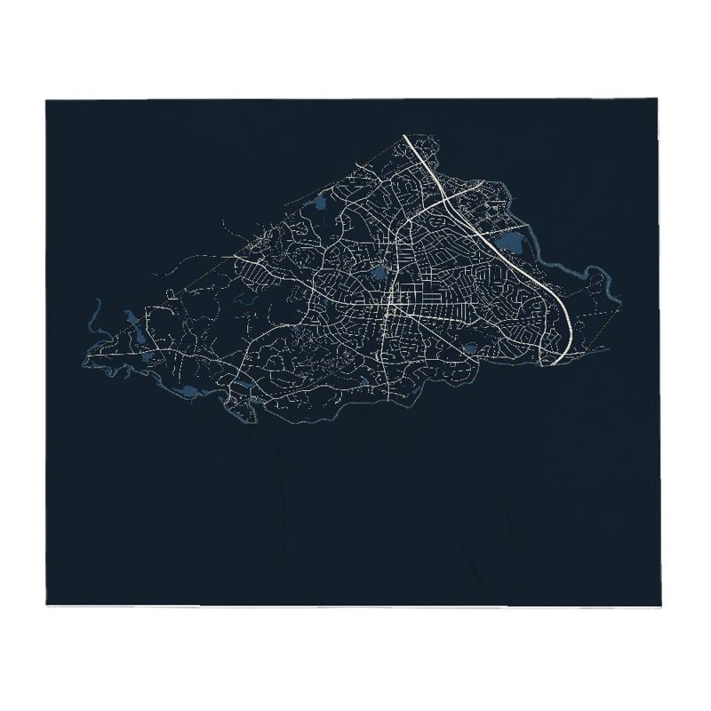 Needham Street Map Throw Blanket