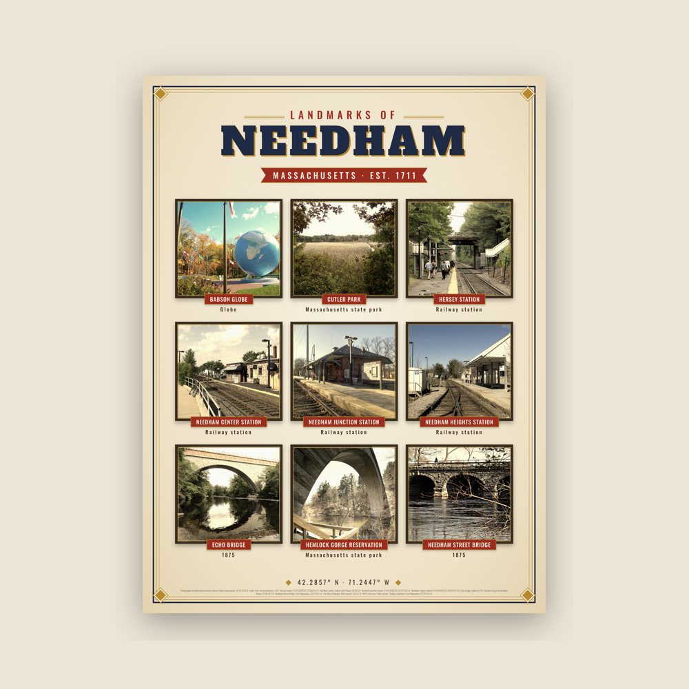 Needham Landmarks Photo Poster
