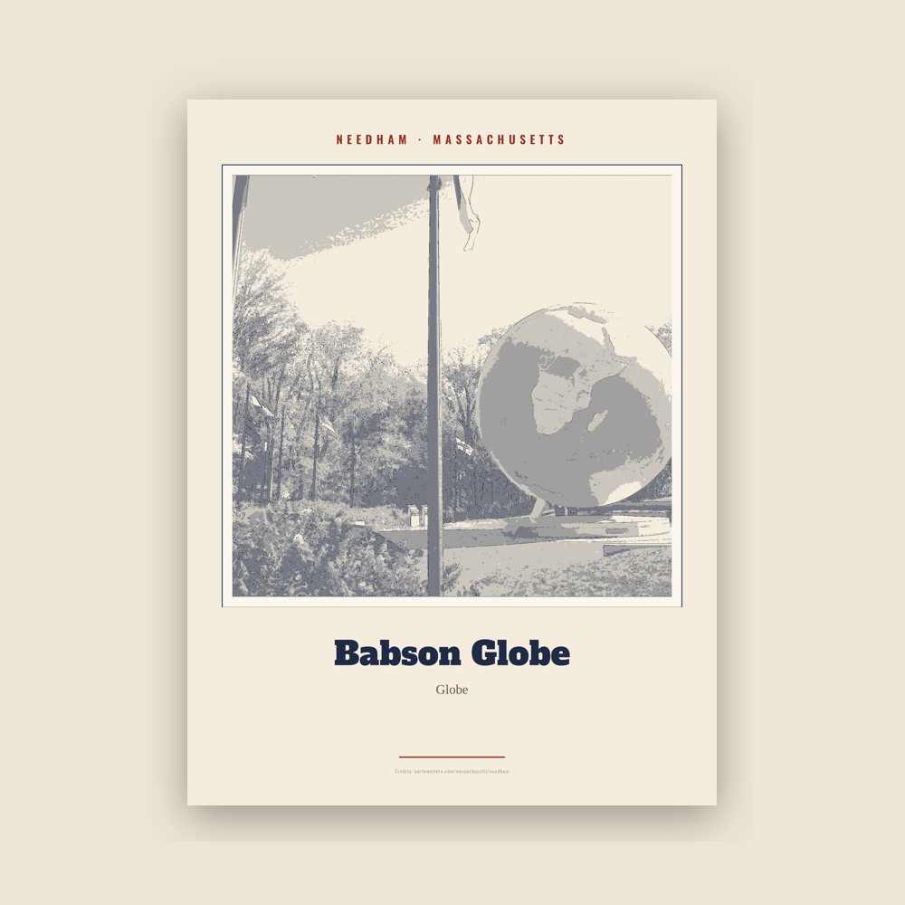 Needham Babson Globe Landmark Print