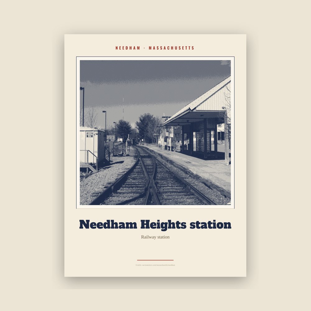 Needham Needham Heights station Landmark Print