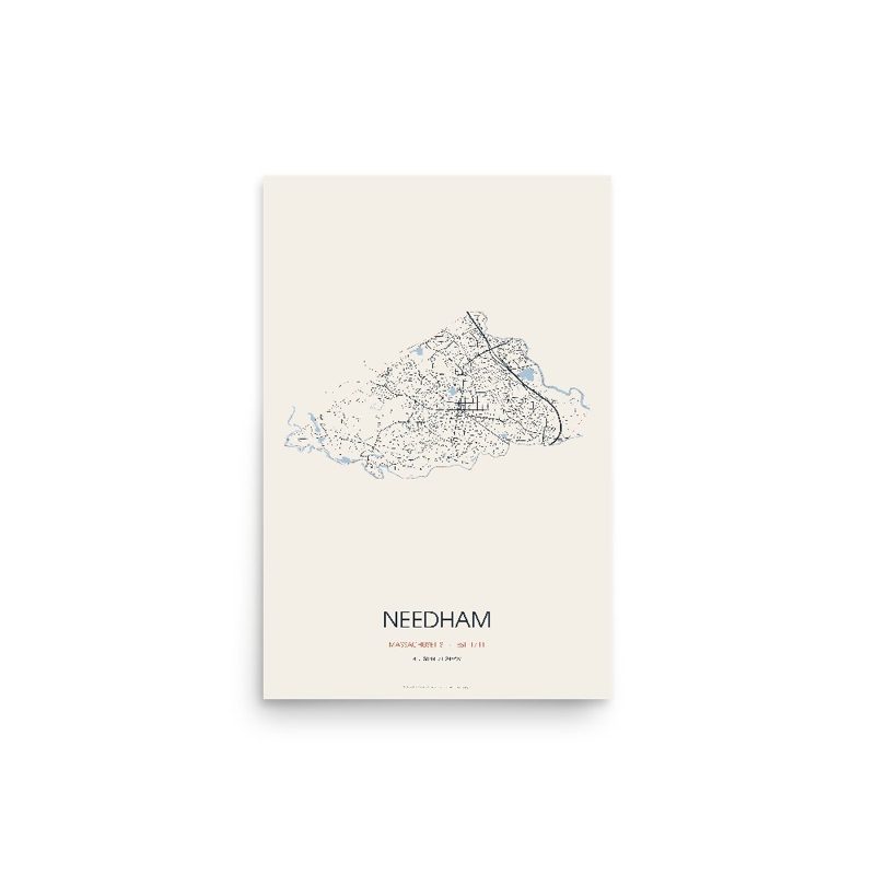 Needham Street Map Poster · Linen