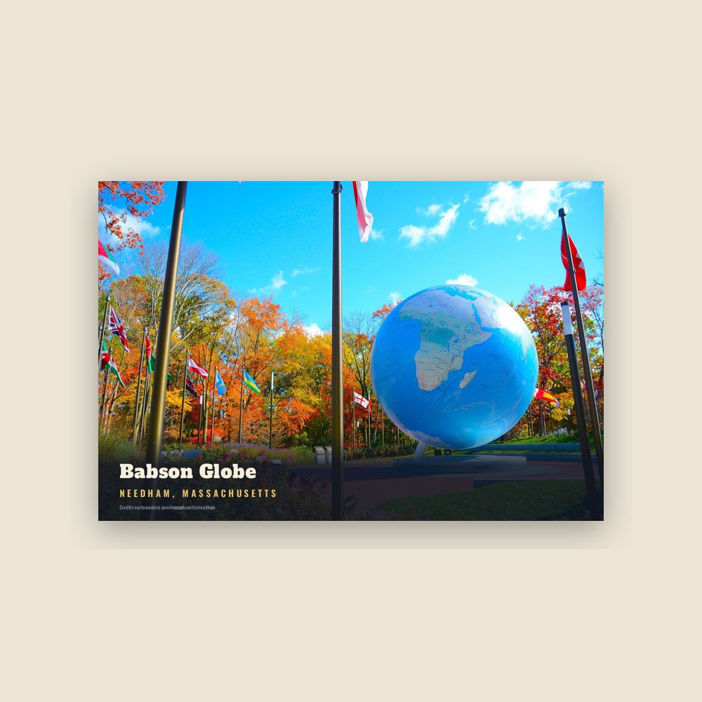 Needham Babson Globe Postcard
