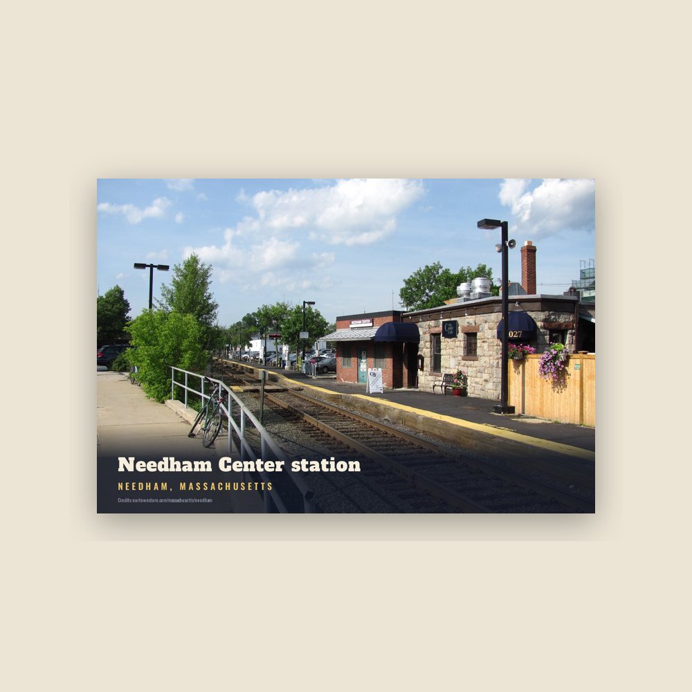 Needham Needham Center station Postcard