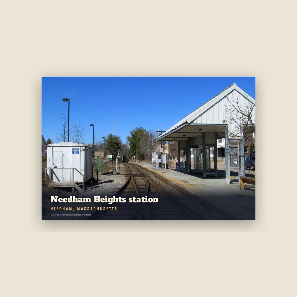 Needham Needham Heights station Postcard