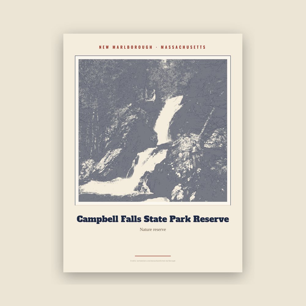 New Marlborough Campbell Falls State Park Reserve Landmark Print