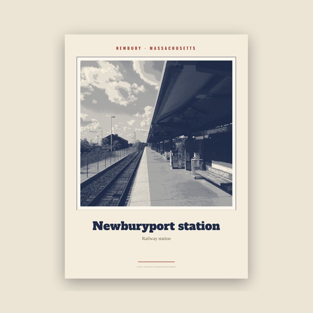 Newbury Newburyport station Landmark Print