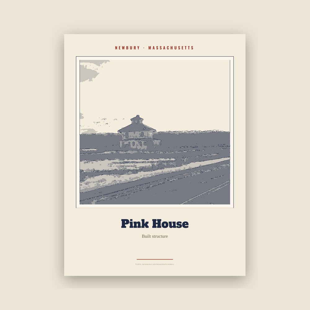 Newbury Pink House Landmark Print