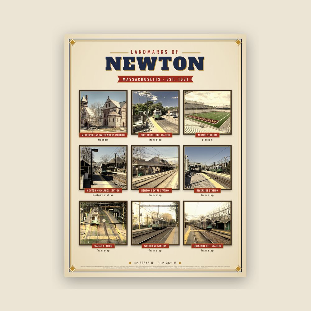 Newton Landmarks Photo Poster