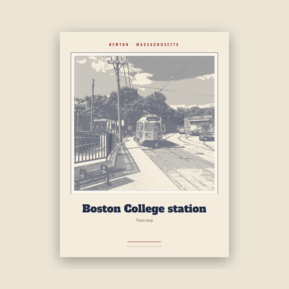 Newton Boston College station Landmark Print