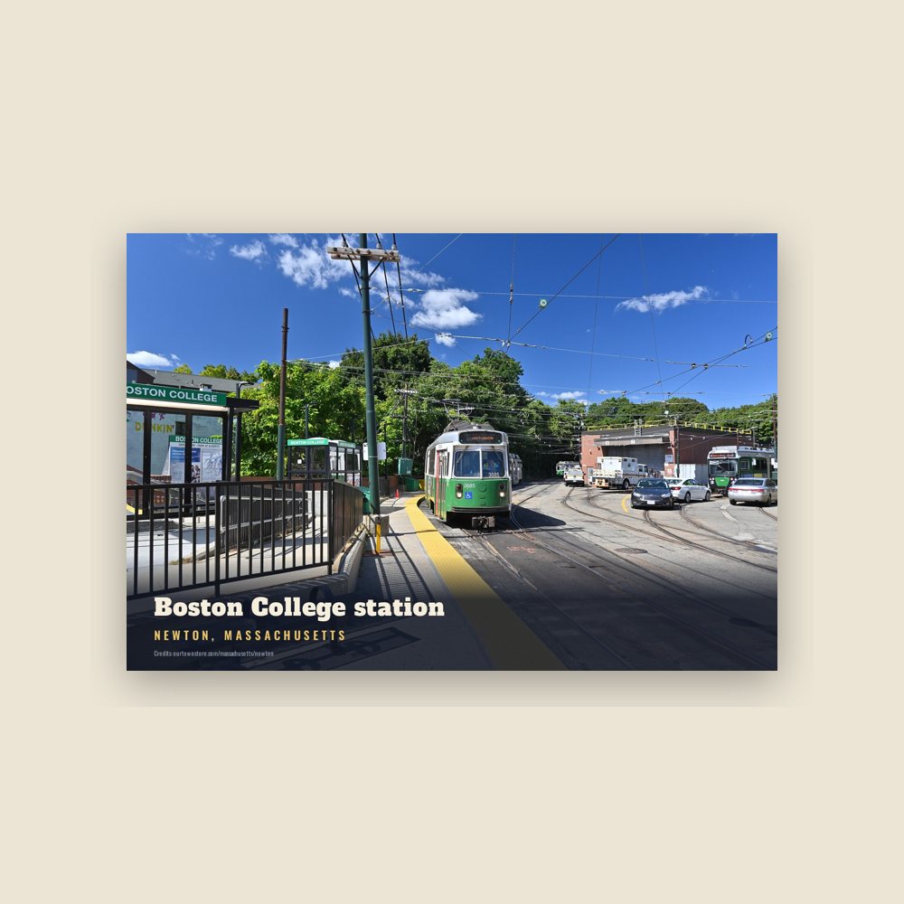Newton Boston College station Postcard